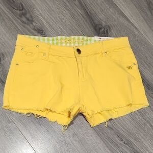 NWT Eckored Rose Bright Yellow Raw Denim Shorts